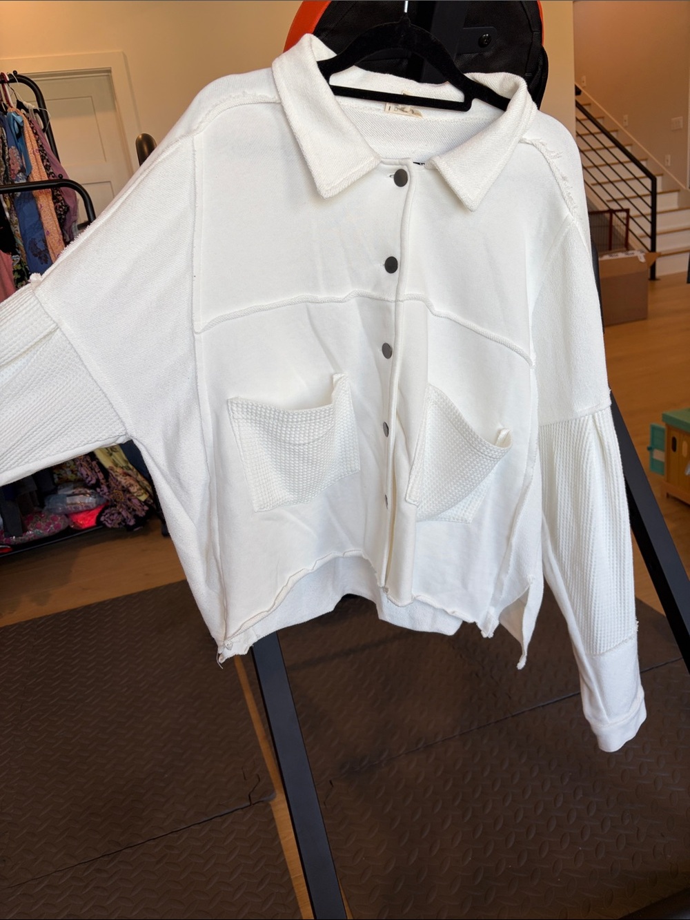 POL White Button-Front Collared Jacket